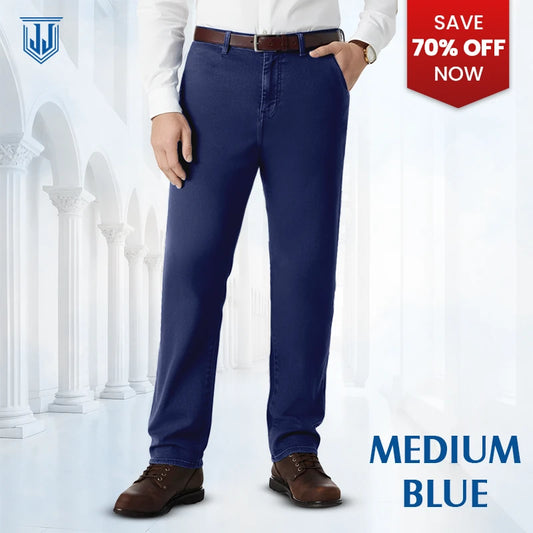 JettJeans3 - Vaqueros elásticos clásicos de corte recto para hombre